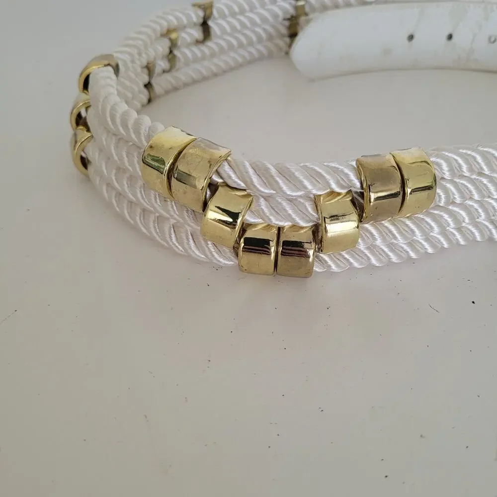 Armani Exchange Women Vintage Belt Wide Width Size 30-34 White Gold‎ Glam Fair
